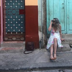 Yumi Kim - White and Pink Floral Wrap Dress, M